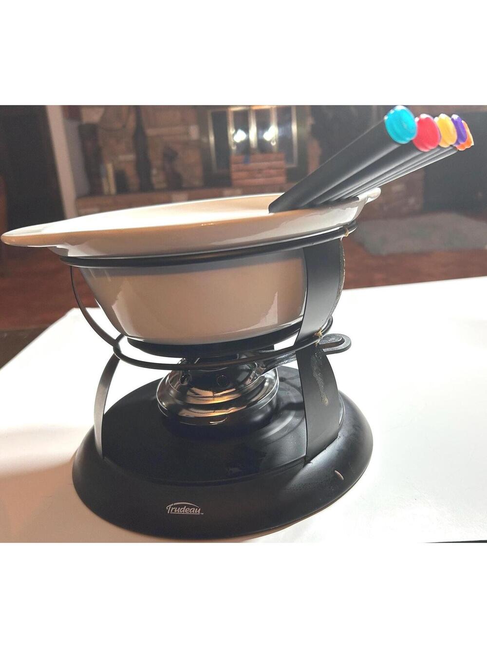 Trudeau Ceramic Fondue Set for Chocolate and Cheese